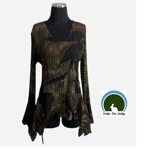 Vtg Dress-U by Sharon Earth Tones Asymmetrical Top Large Elven Forest Fairy